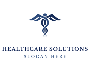 Physician - Blue Hospital Caduceus logo design