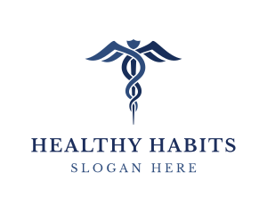 Blue Hospital Caduceus logo design