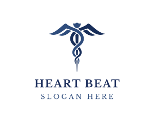 Blue Hospital Caduceus logo design