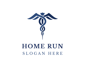 Blue Hospital Caduceus logo design