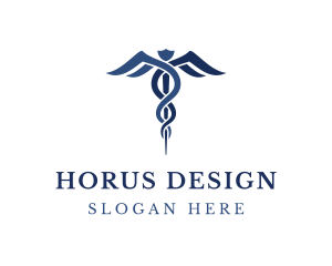 Blue Hospital Caduceus logo design