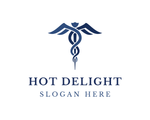 Blue Hospital Caduceus logo design