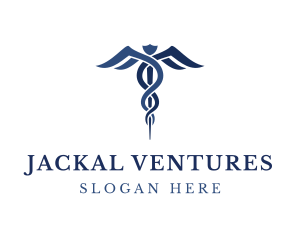 Blue Hospital Caduceus logo design