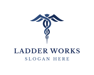 Blue Hospital Caduceus logo design