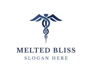 Blue Hospital Caduceus logo design