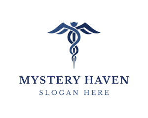 Blue Hospital Caduceus logo design