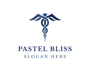 Blue Hospital Caduceus logo design