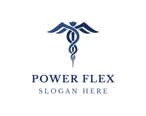 Blue Hospital Caduceus logo design