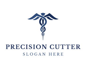 Blue Hospital Caduceus logo design