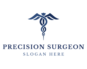 Blue Hospital Caduceus logo design