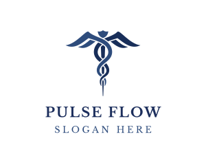 Blue Hospital Caduceus logo design