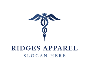 Blue Hospital Caduceus logo design