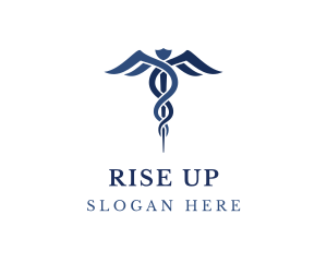 Blue Hospital Caduceus logo design