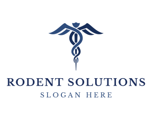 Blue Hospital Caduceus logo design