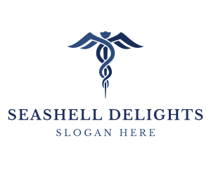 Blue Hospital Caduceus logo design