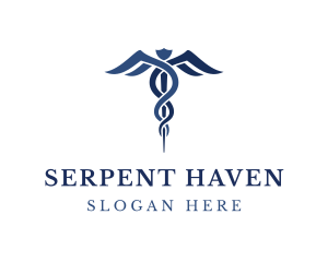 Blue Hospital Caduceus logo design