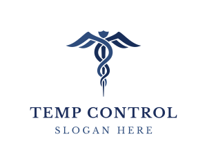 Blue Hospital Caduceus logo design