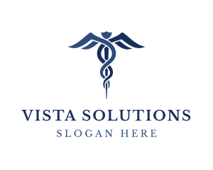 Blue Hospital Caduceus logo design