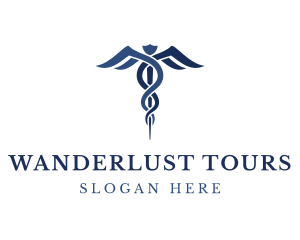 Blue Hospital Caduceus logo design