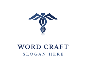 Blue Hospital Caduceus logo design