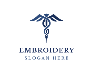 Blue Hospital Caduceus logo design