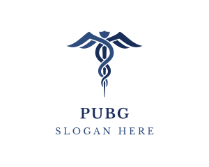 Blue Hospital Caduceus logo design