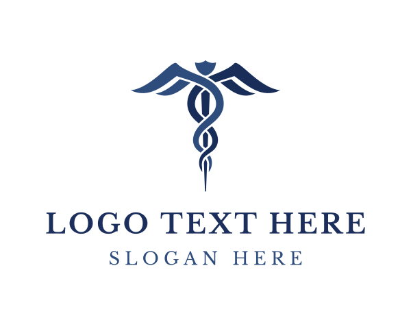 Caduceus - Blue Hospital Caduceus logo design