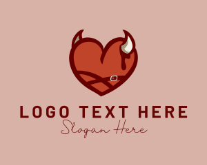 Naughty - Heart Devil Horns logo design