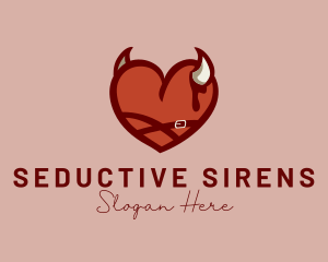 Succubus - Heart Devil Horns logo design