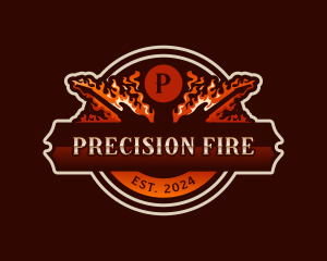 Fire Rock Band Guitar logo design