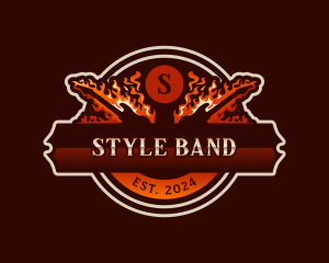 Fire Rock Band Guitar logo design