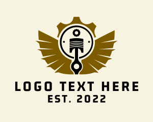 Auto Shop - Piston Mechanic Gear Wings logo design