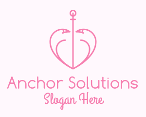 Heart Hook Anchor  logo design