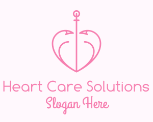 Heart Hook Anchor  logo design