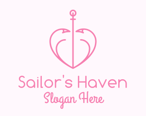 Heart Hook Anchor  logo design