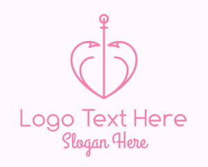 Online Relationship - Heart Hook Anchor logo design