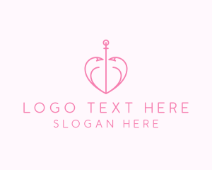 Abstract - Heart Hook Anchor logo design