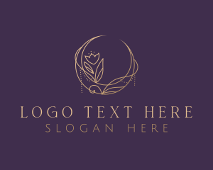 Luxury Floral Moon logo design