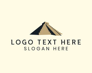 Tourist - Mayan Pyramid Architecture logo design