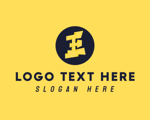 Round - Yellow Electric Letter E logo design