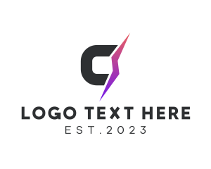Thunder - Letter C Voltage Energy logo design