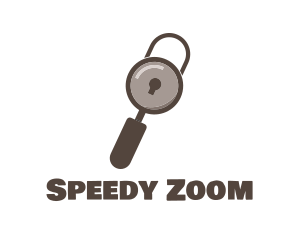 Zoom - Padlock Magnifying Glass logo design