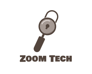 Zoom - Padlock Magnifying Glass logo design