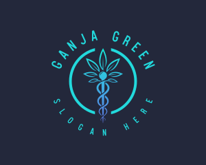 Ganja - Medical Weed Caduceus logo design