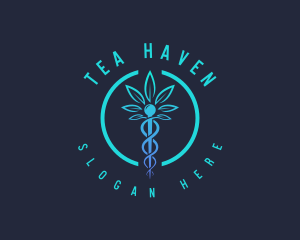 Medical Weed Caduceus logo design