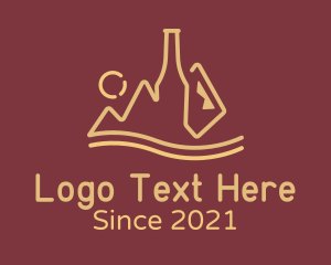 Bottle - Wine Bottle Mountain logo design