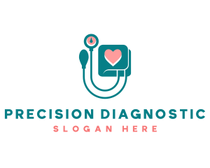 Diagnostic - Medical Sphygmomanometer Heart logo design