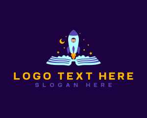 Library - Space Rocket Book logo design
