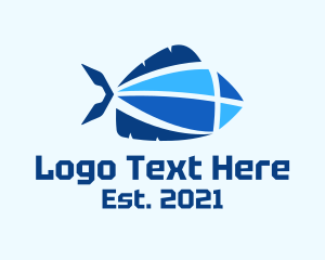 Marine Animal - Geometric Blue Fish logo design