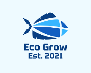 Aquaponics - Geometric Blue Fish logo design